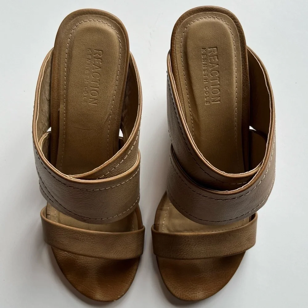 Reaction by Keneth Cole Ava Rita Tan Slide Wedge Sandals Woman’s 9M